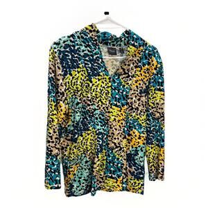Rafaella Studio Multicolor Abstract Print V-Neck Top Long Sleeve Women’s L